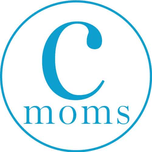 Blue text reading "Cmoms" with a blue circle surrounding it