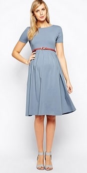 ASOS Maternity Slash Neck Skater Dress with Belt | Corporette