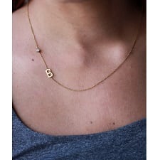 14k Gold Sideways Initial Necklace