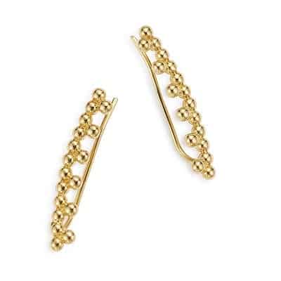 14K Yellow Gold Beaded Ear Climbers