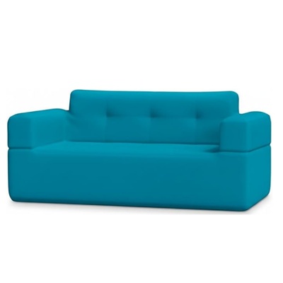 A teal inflatable couch