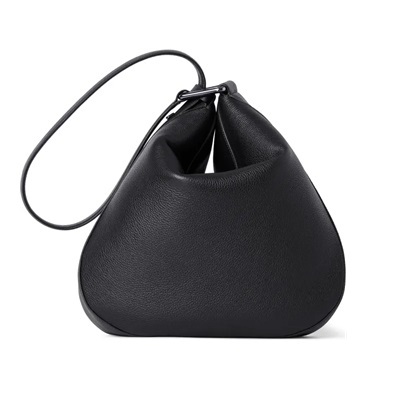 A black hobo bag from Akris with a thin strap