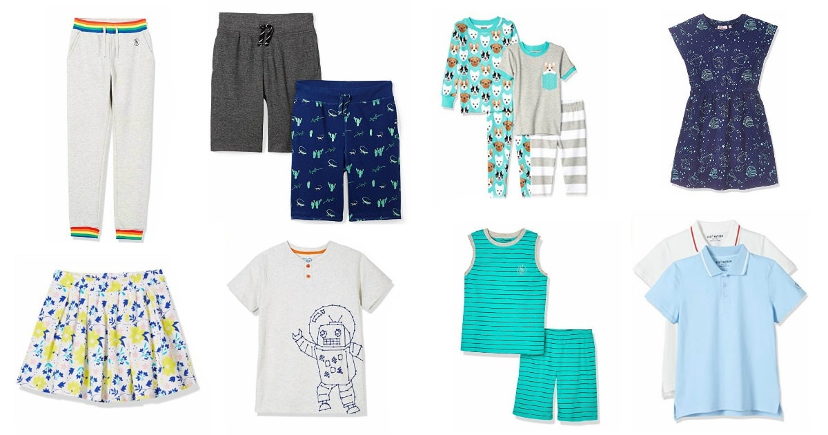 A collage of kids\' clothings