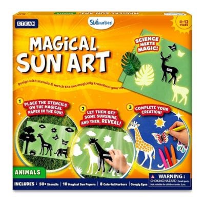 A yellow box marked "MAGICAL SUN ART" that pictures sun art projects