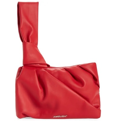 Red pouch with wrist strap