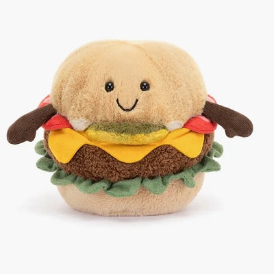 Smiling cheeseburger plush toy