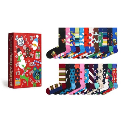 Assorted 24-Pack Crew Socks Advent Calendar Gift Set
