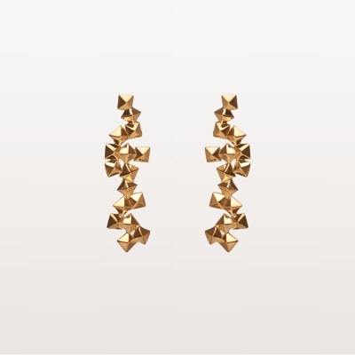 A pair of gold-plated earrings made out of small pyramid shapes