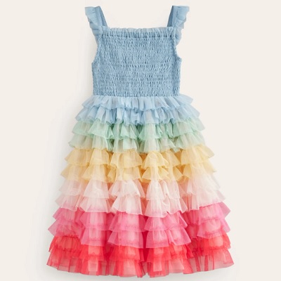 A kids' rainbow tulle dress
