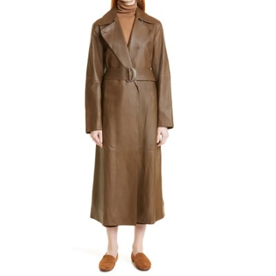 Vince leather outlet trench