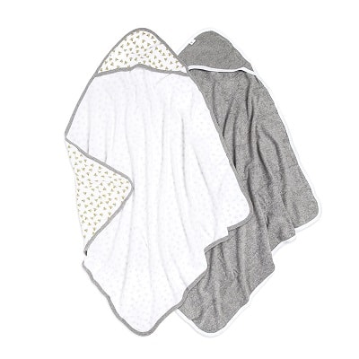 A white and grey Hooded Towels