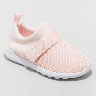 Pink slip-on water shoes with adjustable strap