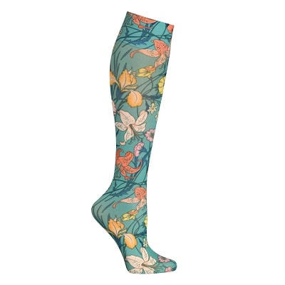 Floral printed knee high stocking