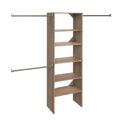 A brown Wood Closet Organizer