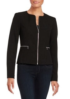 Collarless Jacket: Calvin Klein Zip-Front Blazer 