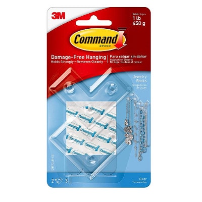 A package of 3M Command Clear Jewelry Rack