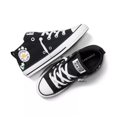 A color black and white sneakers
