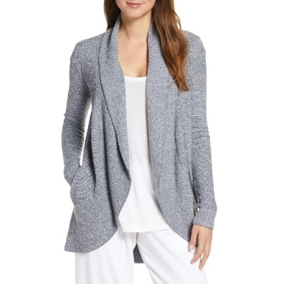 A woman wearing a CozyChic Lite Circle Cardigan