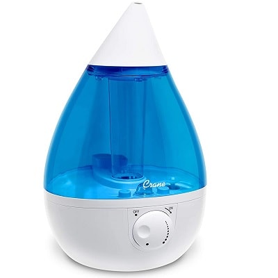 Blue and White humidifier with detachable top fill tank