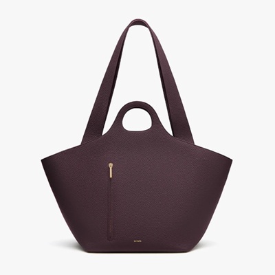 A purple tote hand bag
