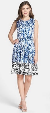 Ellen Tracy Border Print Twill Fit & Flare Dress | CorporetteMoms