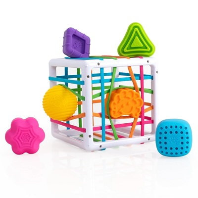 A colorful shape shorter-like toy with six colorful shapes