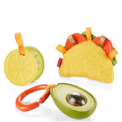 Taco Tuesday Gift Set: an avocado, taco, and lemon and lime baby toys