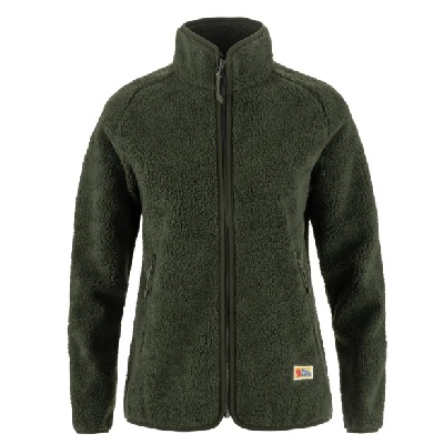 A dark green fleece zip jacket