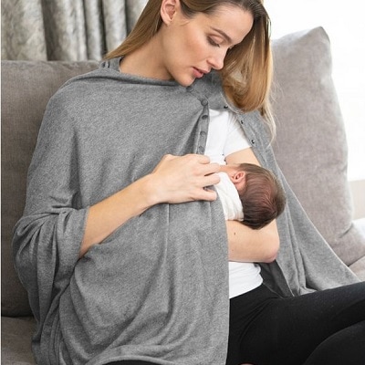 A breastfeeding mom with her child