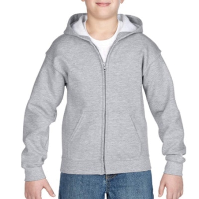 A child wearing a Kids Full-Zip-Hooded Sweatshirt