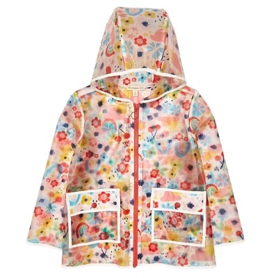 A floral transparent Hooded Raincoat