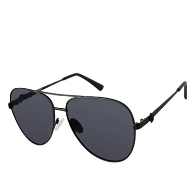 A pair of black aviator-style sunglasses