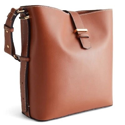 Brown leather tote with strap 