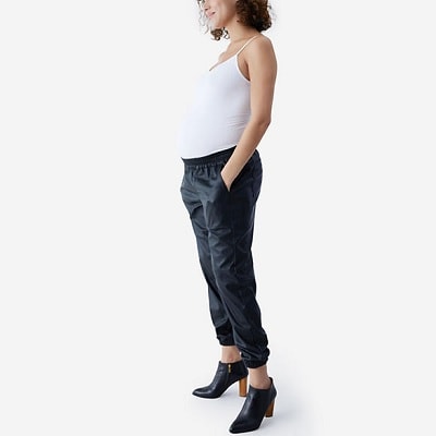 Maternity Monday: Faux Leather Joggers - CorporetteMoms