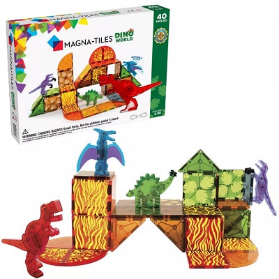 Magna-Tiles Dino World set, next to product box