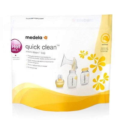 A package of Medela sanitizing bags