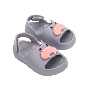 Kids' gray sandals with hippopotamus faces