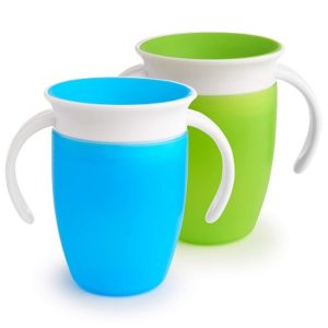 A blue and green Munchkin Miracle 360 Trainer-Cup