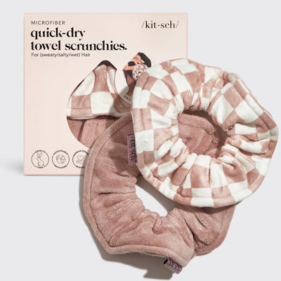 A set of light pink scrunchies