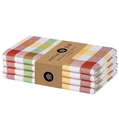 A pack of 4 plaid kitchen towels