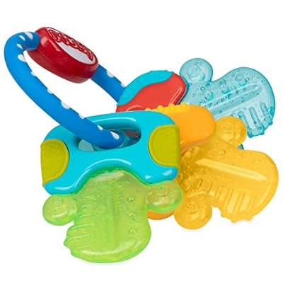 A ring of colorful teether keys 