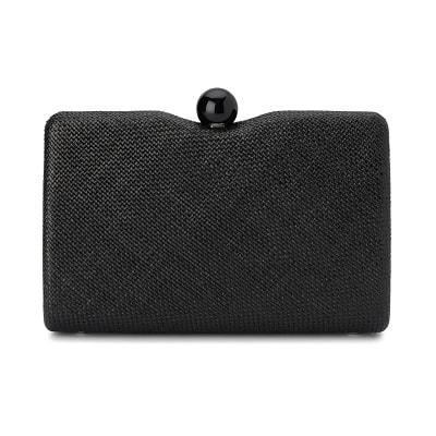 Black Straw Woven Box Clutch