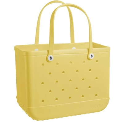 A large yellow tote bag