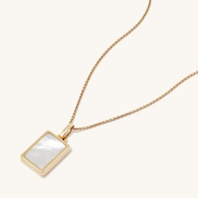 rectangle pearl locket and necklace