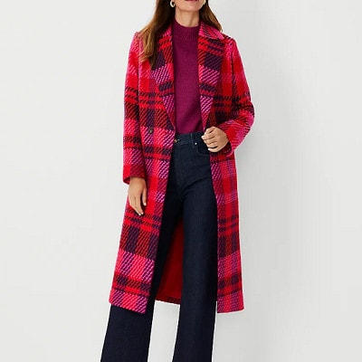 Plaid Long Double Breasted Coat