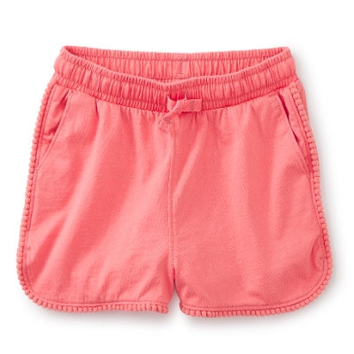 Coral-colored kids' shorts