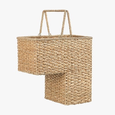 Woven stair basket with handle