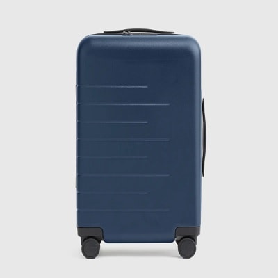 Navy carry-on suitcase with wheels
