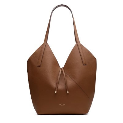 A brown leather tote