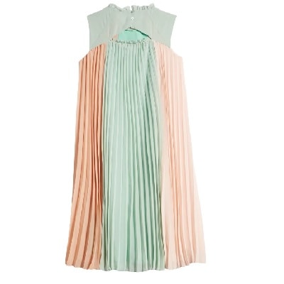 A kids' dress in green and light orange